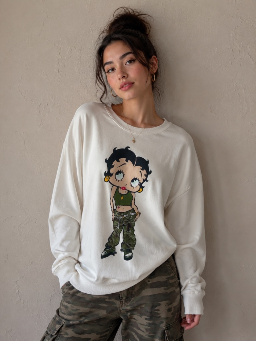 NWT BETTY BOOP ARMY GIRL SWEATSHIRT